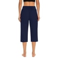 thumbnail image 3 of Plebaso Capri Pants for Women Drawstring Cropped Wide Leg Pants Lightweight Lounge Yoga Capris with Pockets, 3 of 7
