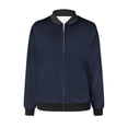 thumbnail image 5 of Womens Fashion Jacket Casual Stand Collar Zip Up Lightweight Coat Fall Color Block Jackets with Pockets Navy L, 5 of 5