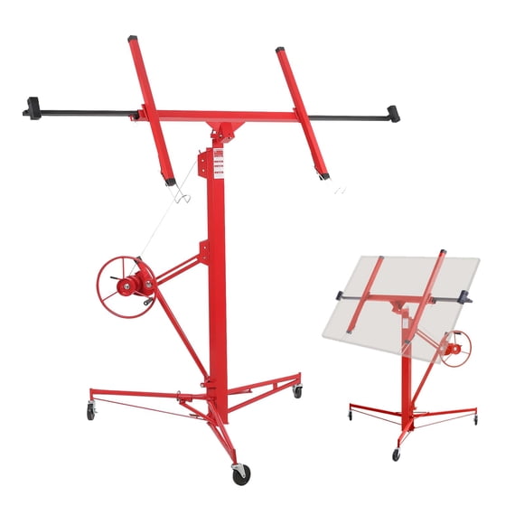 Drywall Lift 16Ft-360°Rotation Drywall Panel Hoist, 150LBS Steel Sheetrock Lift for Drywalls, Dry Wall Jack Lifter with Telescopic Arm & 3 Lockable Wheels