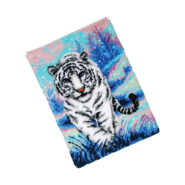 Carpet Latch Hooking Kits DIY Rug latch hook rug Crochet Yarn Kits for christmas White Tiger