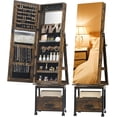 thumbnail image 1 of Bingirl 360 - Degree Swivel Mirror Jewelry Cabinet: 66 - Inch Full - Length Mirror with Standing Jewelry Armoire, Lockable, with Drawer and Wheels - Large Storage Capacity, 1 of 7