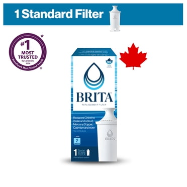 Brita Standard Replacement Filter, Reduces Contaminants while keeping healthy minerals, Certified by WQA to reduce Chlorine for improved taste, Made without BPA, Replace after 151 litres