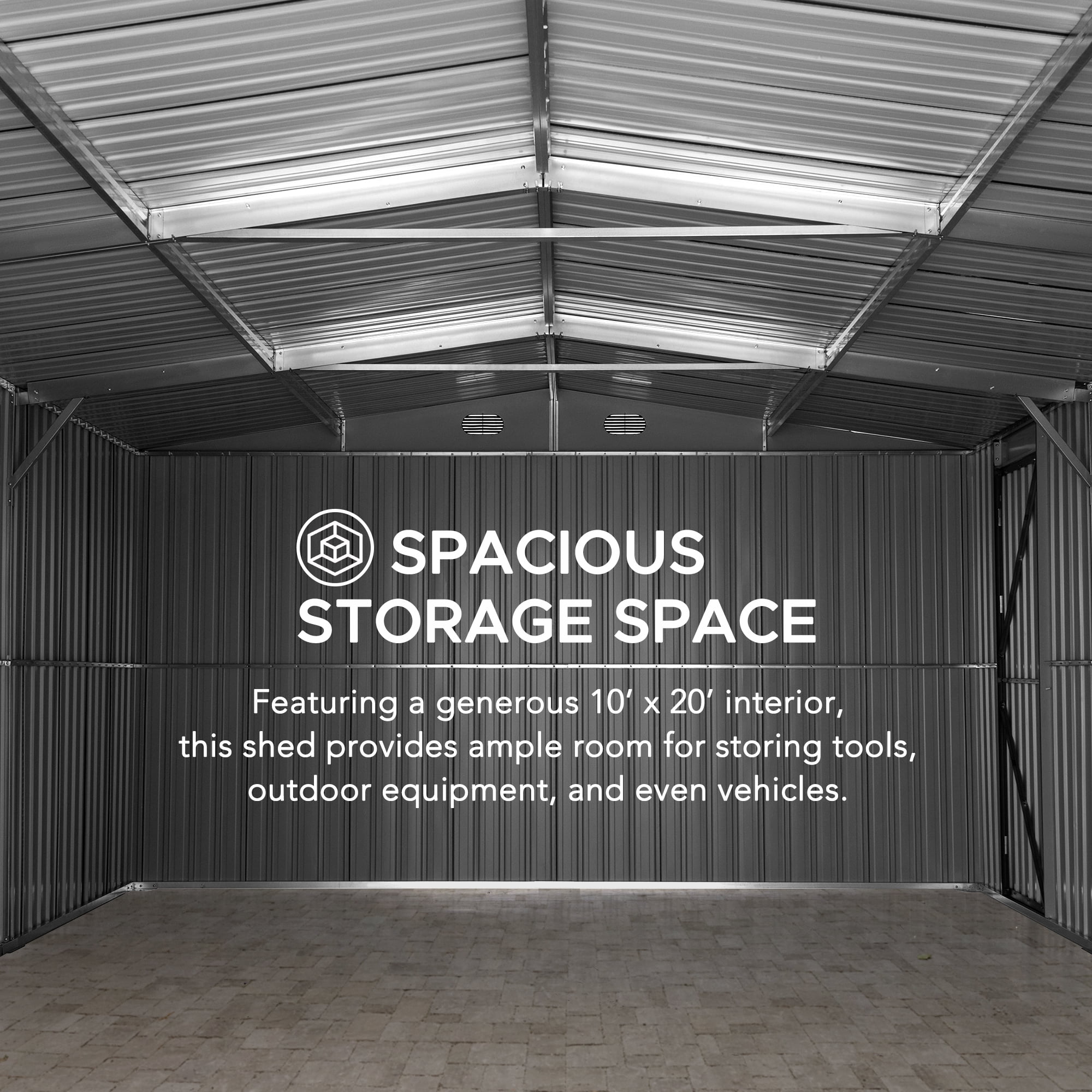 Sunjoy 10 ft. x 20 Outdoor Storage Shed, Carport, Dark Grey