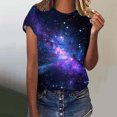 thumbnail image 2 of Tnhcen T-Shirts de Base d'Été à Manches Courtes à Col Rond pour Femmes avec Imprimé Galaxie Coloré – T-Shirts Grande Taille P-5TG Extensibles et Respirants, 2 of 5