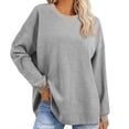 thumbnail image 2 of RXIRUCGD Chandails en Molleton Oversize pour Femmes 2024 Col Rond Manches Longues Tops Tricotés Pull, Gris, Taille : TG, 2 of 8