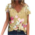 thumbnail image 2 of Hauts d'Été Grande Taille pour Femmes Tendance Femmes Blouse Imprimée d'Été T-Shirts Décontractés à Col en V Manches Courtes T-Shirts Hauts T-Shirt à Col en V Femmes en Liquidation, 2 of 5