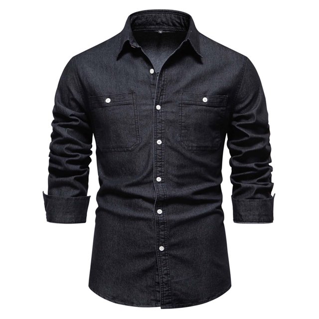 Long Sleeve Tops,Man Long Sleeve Solid Color Lapel Button Fallow T-Shirt,Long Sleeve Top