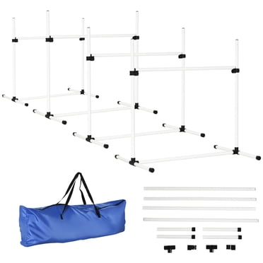 PawHut Ensemble de 4 Équipements d'Entraînement d'Agilité pour Chien avec Sac de Transport (Blanc)
