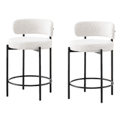 LivinVeluris Counter Bar Stools Set of 2, Boucle Counter Bar Stool with Black Metal Legs