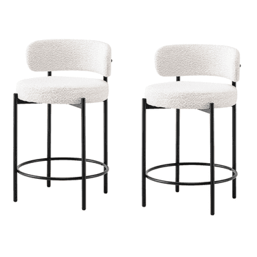 LivinVeluris Tabourets de Comptoir de Bar, Ensemble de 2, Tabouret de Comptoir de Bar en Bouclé avec Pattes en Métal Noir