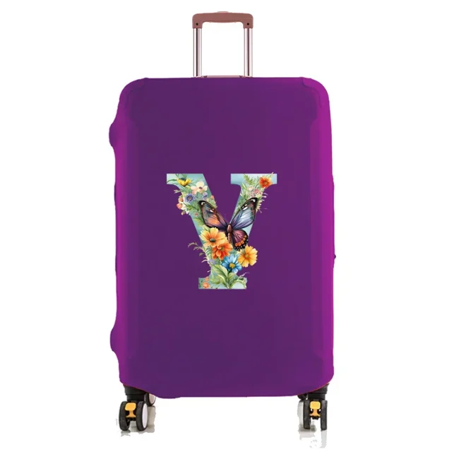 Travel Luggage Cover Baggage Suitcase Protector Washable Reusable Dustproof Scratch-proof Suitcase Cover Butterfly Print Pattern 8butterfly letter Y M