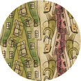 thumbnail image 1 of Ahgly Company Machine Washable Indoor Round Transitional Red Brown Area Rugs, 4' Round, 1 of 7