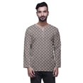 thumbnail image 1 of Atasi Cotton Slub Long Sleeve Kurta For Men Keyhole Neck Ethnic PrintedShirt, 1 of 1