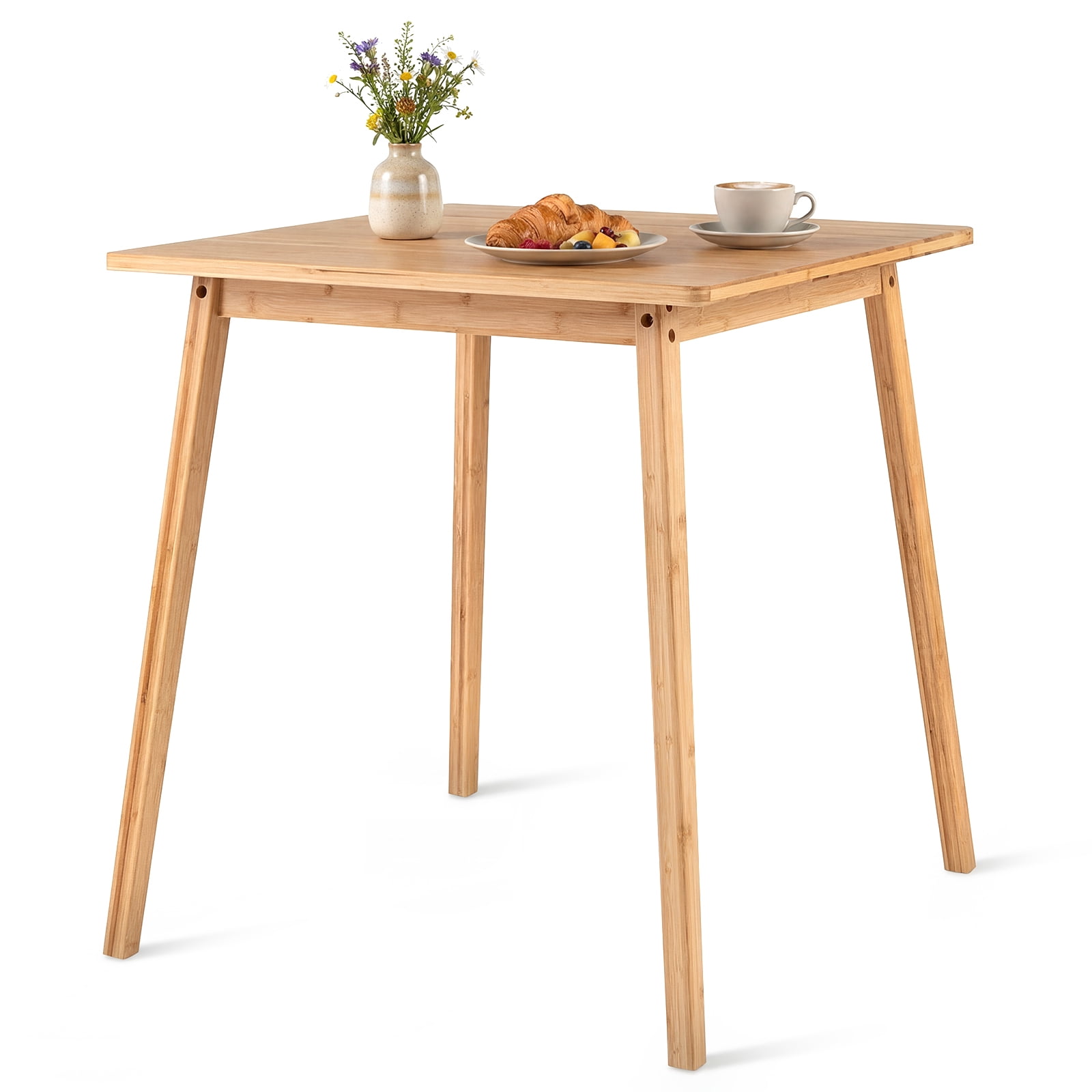 Gymax 27.5'' Square Bamboo Dining Table for 2-4 People Dinner Table for Dining Room