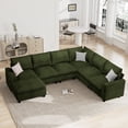 thumbnail image 1 of Noble House 120.1" L Shaped Modular Sectional Sofa, 7 Seater Sectional Sofa with Storage Ottoman,Green, 1 of 9