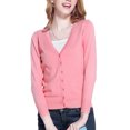 thumbnail image 1 of Innerwin Cardigan Sweater V Neck Ladies Coat Fall Solid Color Loose Outwear Pink L, 1 of 5
