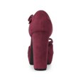 thumbnail image 2 of BLISSFUL STEP Women's Shoes Mary Janes Platform Pumps T-Strap Block Heel Round Toe Bow Decor Casual Shoes Burgundy 9, 2 of 7