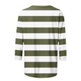 thumbnail image 5 of Meichang T-Shirts à Manches 3/4 Grande Taille pour Femmes, Décontractés, à Imprimé Rayé, Col Ras du Cou, Hauts Légers, Doux et Extensibles, Manches Trois Quarts, Chemise, P-4TG, 5 of 5