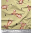 thumbnail image 1 of Soimoi Beige Poly Georgette Fabric Footprints & Mouse Kids Printed Fabric 1 Yard 52 Inch Wide, 1 of 5