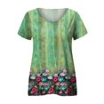 thumbnail image 3 of Femmes Été Imprimé Manches Courtes O Tee-Shirt Tops, 3 of 3