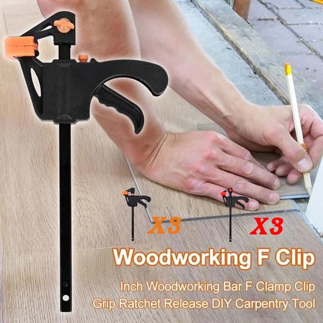 XZNGL 6Pcs 91Mm Wood Working Bar F Clamp Clamps Grip Ratchet Quick Release Fixed