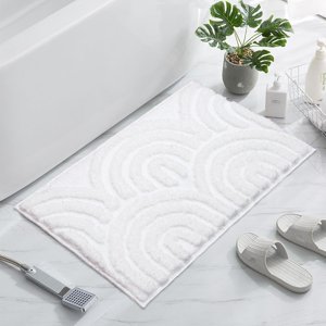 Lindameler Rugs de salle de bain 19'' X 32'', Lavable à la machine non-dérapante Tapis de bain absorbant Rug de bain souple pour douche, Tapis de baignoire au sol, Rug chambre