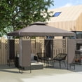 thumbnail image 2 of Outsunny Pavillon à Auvent 10 x 10 Pi, Pavillon Extérieur à Double Toit, Kaki, 2 of 10