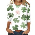 thumbnail image 1 of QIPOPIQ T-Shirts à Manches 3/4 pour Femmes à Col Rond T-Shirt Imprimé Trèfle de la Saint-Patrick T-Shirt Vert Porte-Bonheur T-Shirts de la Saint-Patrick T-Shirt Tunique Ample Hauts à Col Rond Chemises de Fête Offres, 1 of 4