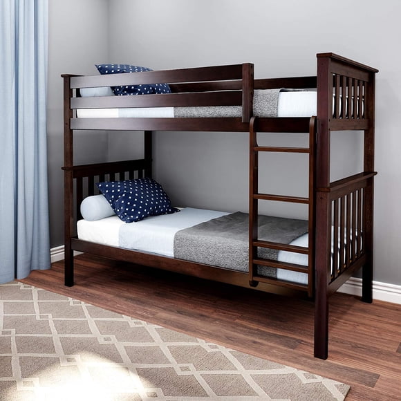 BEDSMART Solid Wood Twin Over Twin Bunk Bed | Espresso