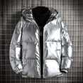 thumbnail image 1 of EGNMCR Jackets for Men Shiny Hooded Reflective Down Jacket Cotton Jacket, 1 of 9