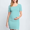 thumbnail image 2 of yoeyez Liquidation de Vêtements de Maternité Robe Grande Taille Femme Manches Courtes Col Rond Robe Simple Shower de Bébé Tenue Quotidienne Robe Soleil Robe Moulante Froncée Midi Robes Ajustées Vert Menthe,G, 2 of 7
