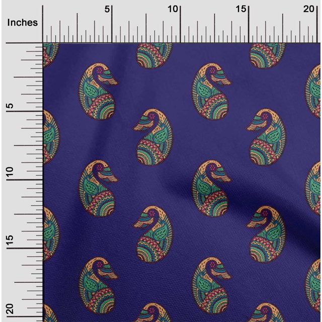 oneOone Cotton Flex Fabric Paisley Block Printed Craft Fabric BTY 40 Inch Wide