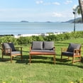 thumbnail image 4 of Gymax Ensemble de Mobilier de Patio en Bois 4 Pcs Table et Sofa Sectionnel de Jardin, 4 of 10
