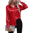 thumbnail image 1 of Innerwin Shirts Long Sleeve Ladies Tunic Tops Office Button Down Soft Blouse Red S, 1 of 5