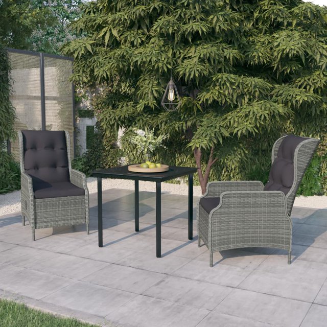 vidaXL 3 Piece Garden Dining Set Light Grey