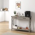 thumbnail image 2 of Ourlova Entryway Table 43in Farmhouse Console Table 2-Tier Wood Sofa Table with Shelf Behind Couch Table Console Tables, 2 of 7