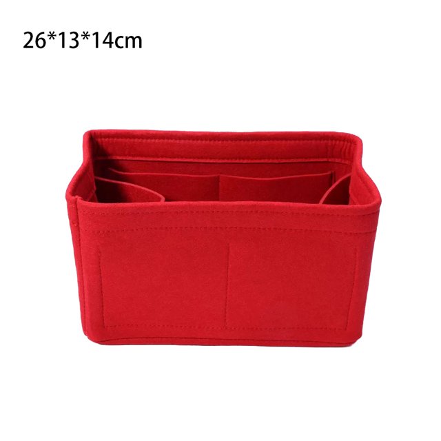 Ruiboury Felt Insert Make Up Bag Portable Multi-pockets Large Capacity Cosmetic Storage Organizer Inner Accessory for Home Bathroom 26x13x14cm