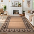 thumbnail image 1 of Garvee 10'x13' Modern Bordered Rug Solid Area Rug, Geometric Washable Rugs Stain Resistant Low Pile Rug Non Slip Indoor Outdoor Carpet for Living Room Bedroom Home Office, Coffee, 1 of 8