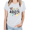 thumbnail image 1 of RKSTN Hauts pour Femmes Décontracté Été Ample Grande Taille Imprimé Graphique Lapin de Pâques Blouse Mode Col Rond Manches Courtes T-shirt, 1 of 4