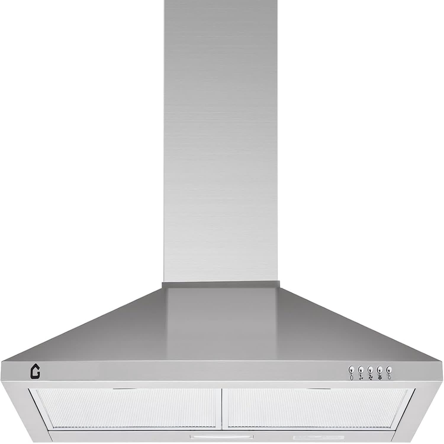 QinaQin 30 Inch Wall Mount Range Hood 250 CFM Ducted/Ductless Convertible 3 Speed Fan LED Lights Aluminum Filter Push Button Controls Stainless Steel