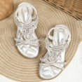 thumbnail image 2 of BOBOGOJP Girls Sandals Girls Glitter Beach Shoes Shoes Flat Summer Shoes Glitter Shoes Boho Comfortable Sandals with Rhinestones Glitter Shoes Silver for 1.5, 2 of 6