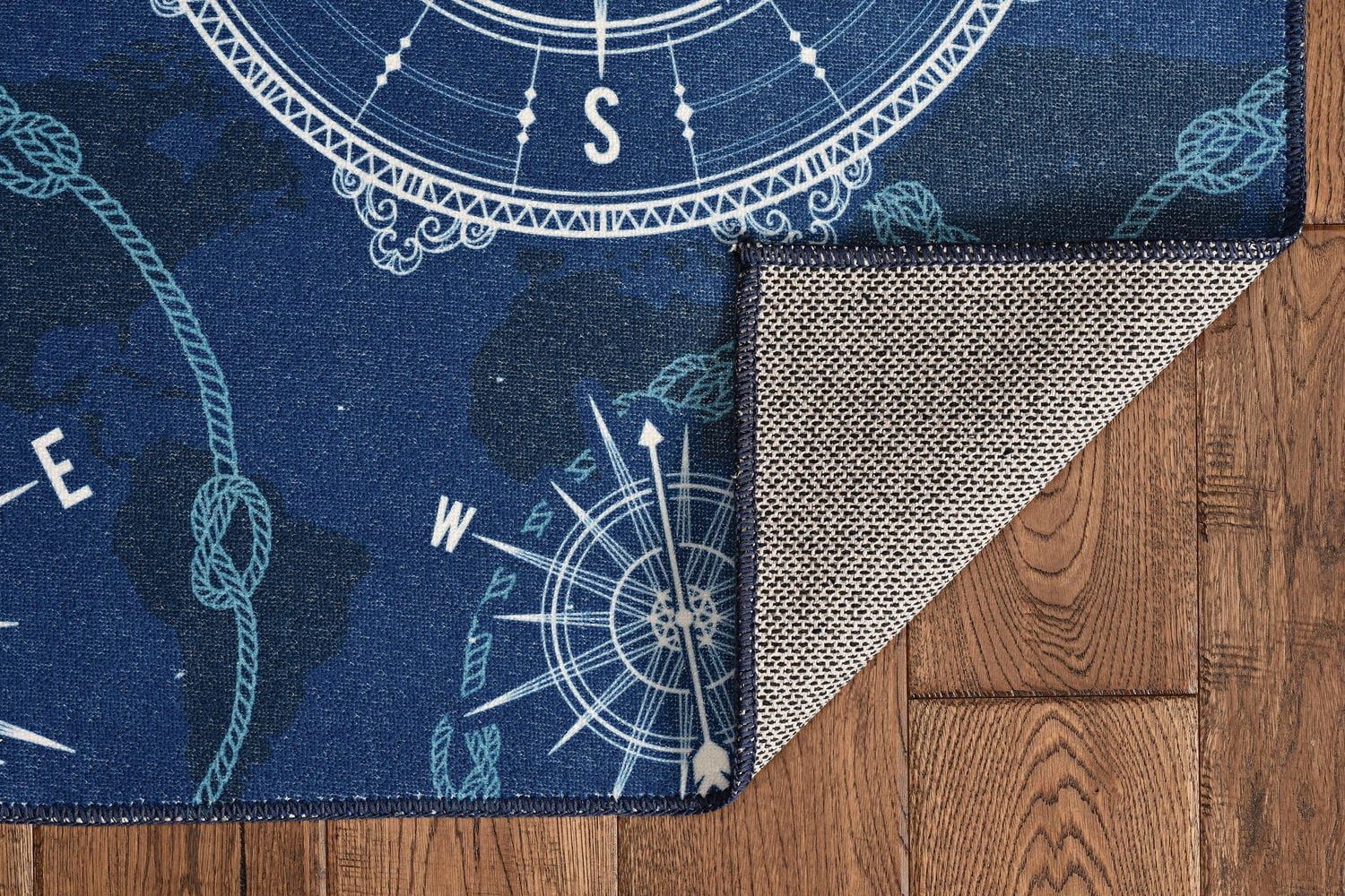 Tapis d'appoint lavable Simon 3 pi x 5 pi bleu et ivoire