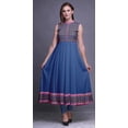thumbnail image 3 of Bimba Robe Anarkali Bleue à Imprimé Géométrique pour Femme, Col Mandarin, Designer, Kurta Ethnique Indienne, Grande, 3 of 6