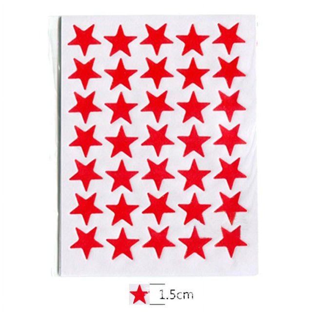 KUIZAP 10 Sheets 15mm School Teacher Office Merit Reward Gold Star Self-adhesive Stickers(Red)