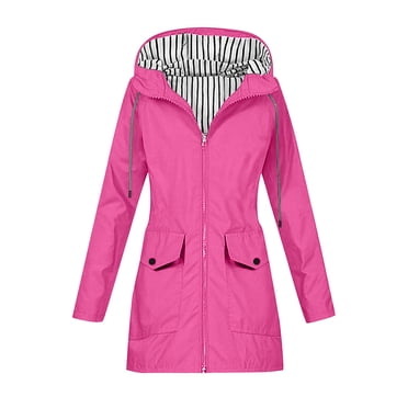 HongQid Rain Jackets for Women Waterproof Rain Coats with Hood Lightweight Windbreaker Outdoor Womens Raincoats