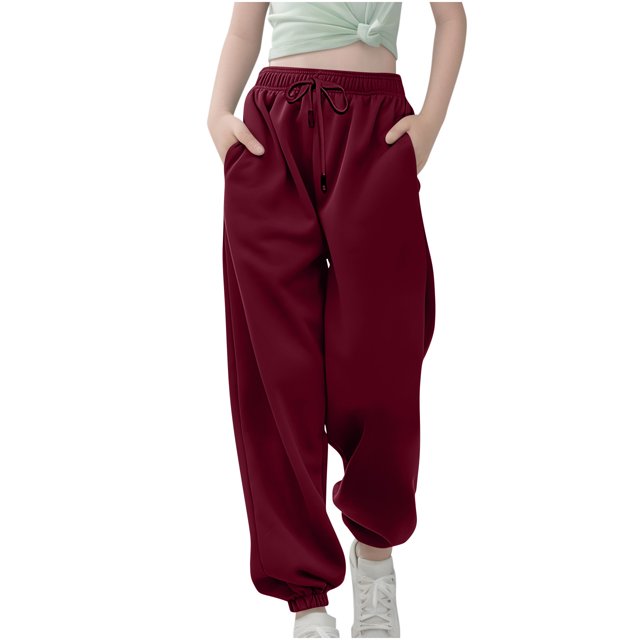 Plebaso Pantalon de Survêtement à Bas Resserré pour Garçons et Filles, Cordon de Serrage, Taille Haute, Pantalon Jogger, Pantalon de Course Athlétique