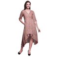 thumbnail image 1 of Bimba Robe Droite Asymétrique en Coton à Fleurs de Lotus Roses pour Femmes avec Poche, Été, Fête, Mi-Longue - Xxx-Grand, 1 of 1