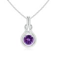 thumbnail image 1 of Angara Collier en Améthyste Naturelle - Pendentif Solitaire en Améthyste Ronde 1,15 ct Nœud Infini en Or Blanc 14K pour Femmes, 1 of 8