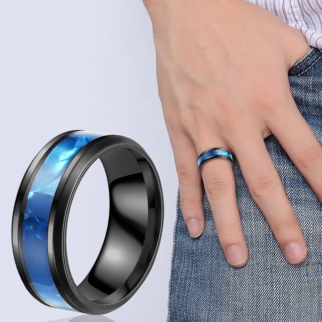Riforla Shell Titanium Ring Men Popular Exquisite Ring Simple Fashion Jewelry Popular Accessories Mens Jewelry Blue 10