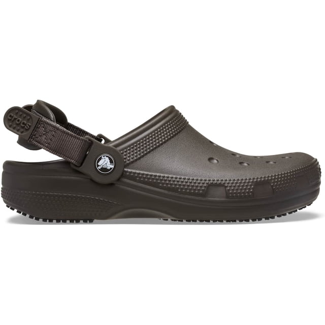 Crocs Adult Classic Work Clogs Adjustable Slip Resistant Work Shoes, Dark Cocoa, W10/M8